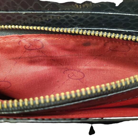 Vintage Oscar De La Renta Leather Wallet Black Snakeskin Pattern Wallet - Picture 16 of 16